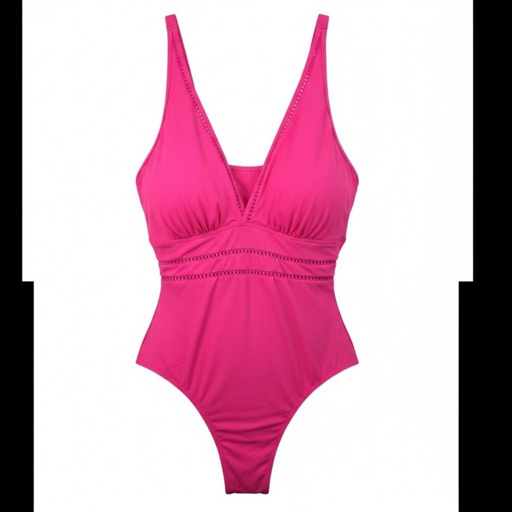 Daci Pink One-Piece Swimsuit Size 26W Deep V-Neck